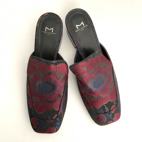 Marc Fisher LTD Lailey2 Jacquard Slip-on Mules Red Floral 8 - Picture 9 of 12